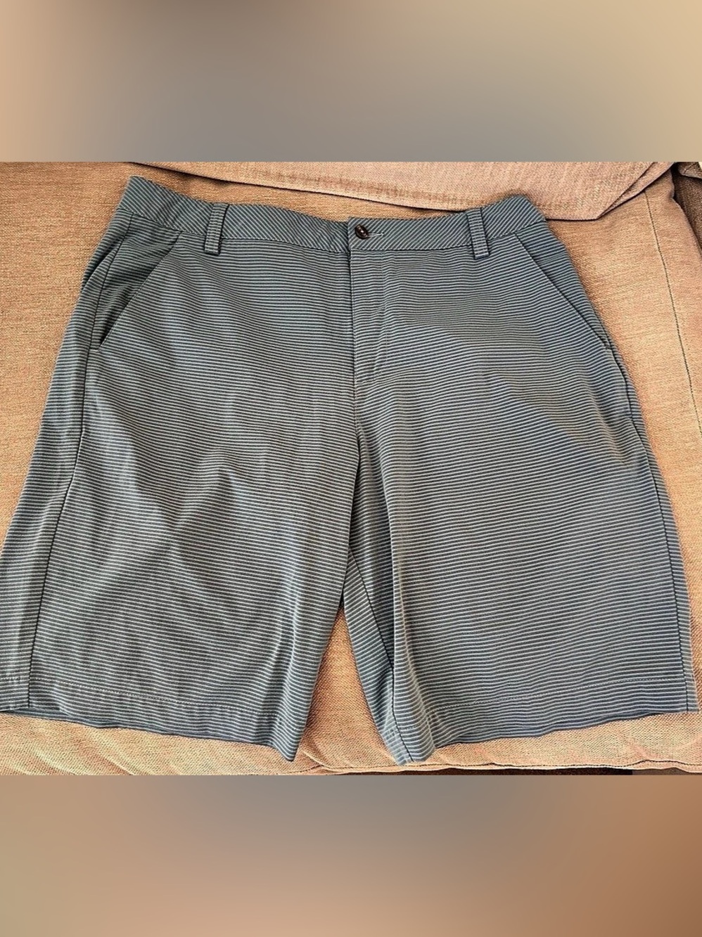 Puma Men's Striped Flat-Front Shorts in Blue